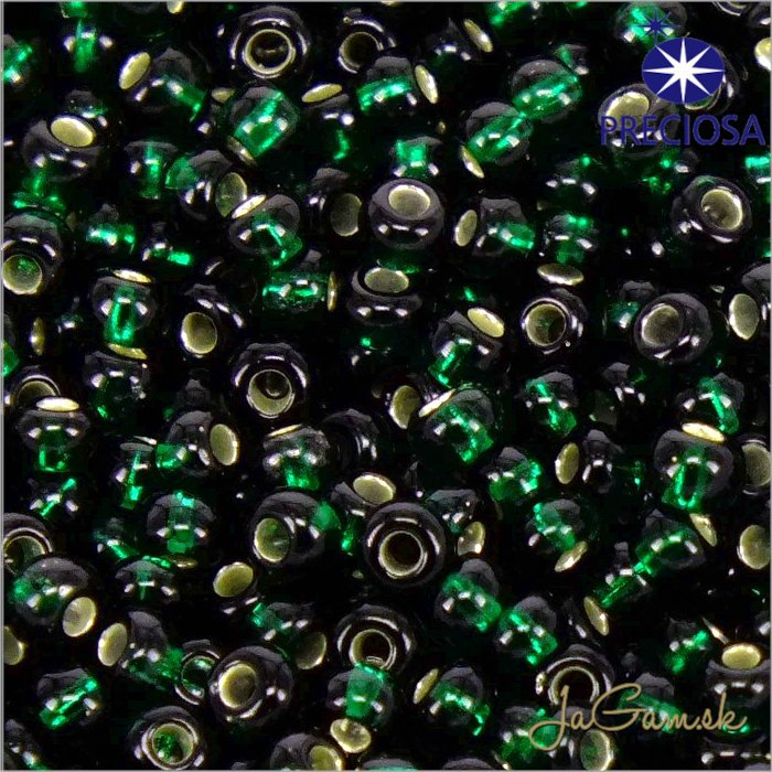 Rokajl Preciosa 10/0 Zelená tmavá so strieborným prieťahom č.57150-25g (PR10039)